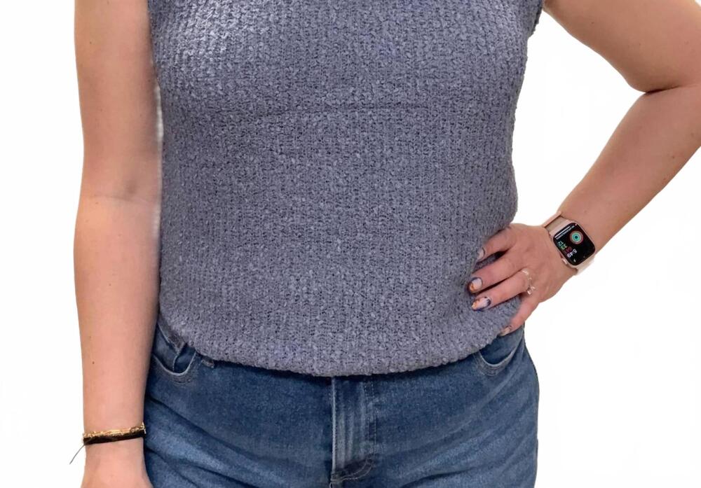 NEW JADE BY JANE solid sweater tank top in charcoal